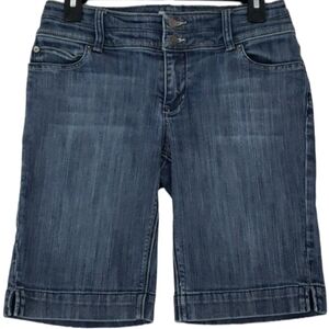 White House Black Market Denim "BLANC" Jean Bermuda Shorts Size 4